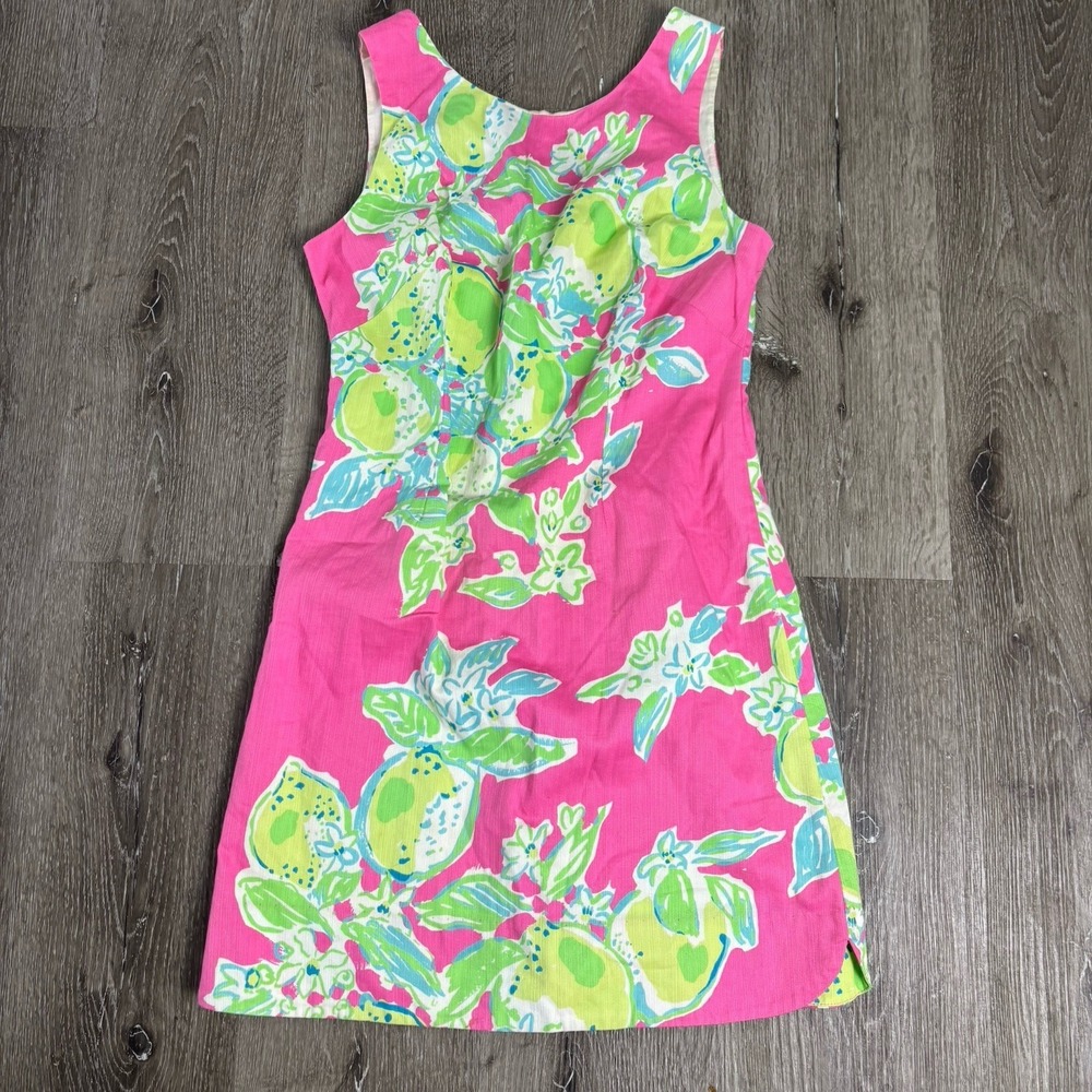 Lilly Pulitzer‎ Women's 2 Delia Lace Back Shift Hottie Pink Lemonade Lined Dress